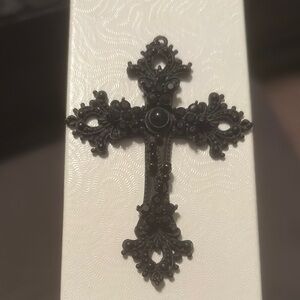 Elegant Black Ornate Cross Pendant